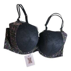 Savage X Fenty 42H Bra Black Lace Balconette Underwire Back Closure NWT